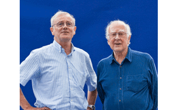 Frank Close with Peter Higgs (2012 event)