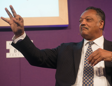 Civil rights campaigner Jesse Jackson speaks at the Book Festival