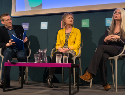 Musicians Evelyn Glennie and Sally Beamish in Conversation with David Mitchell at the Book Festival