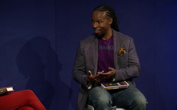 Ibram X Kendi talks to DeRay Mckesson at the Edinburgh International Book Festival