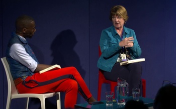 Jeanne Marie Laskas talks to DeRay Mckesson at the Edinburgh International Book Festival