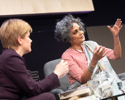 Arundhati Roy with Nicola Sturgeon at the Edinburgh International Book Festival