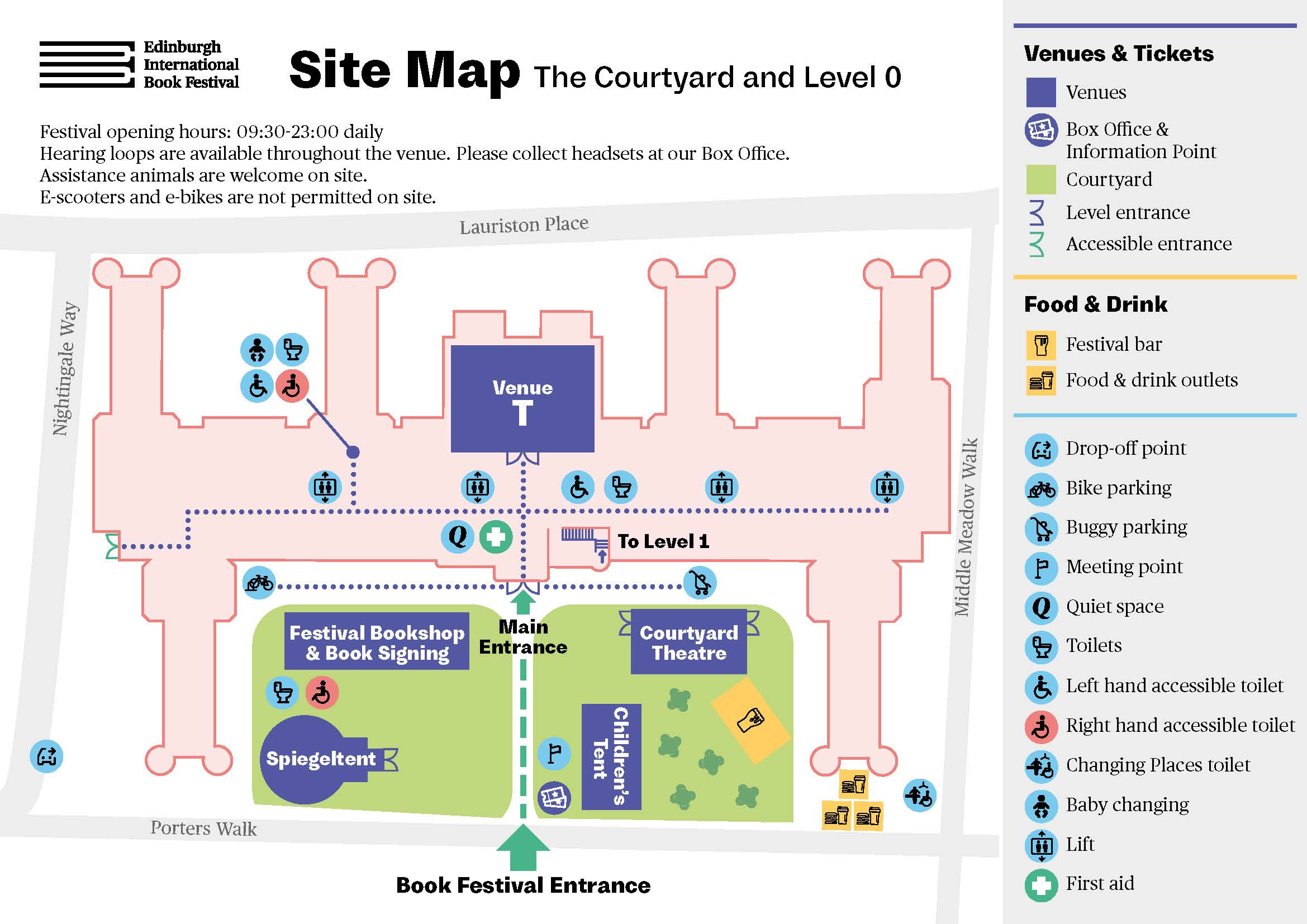 Map of courtyard level 0 at Edinburgh Futures Institute