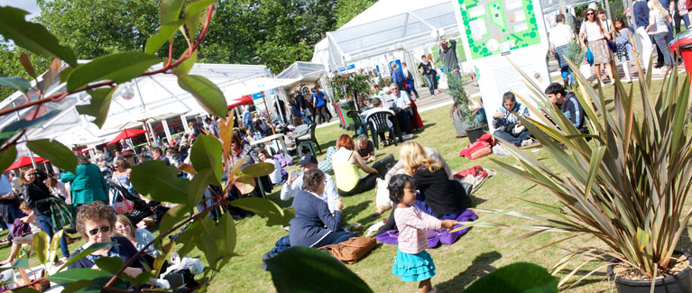 crowds gather in Charlotte's Square at the Edinburgh International Book Festival